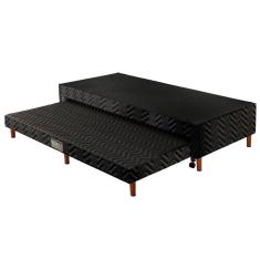 Cama Box Base c/Auxiliar Universal Solteiro Tecido Bordado Black (88x188x30) - Paropas