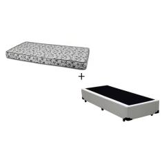 Cama Box Solteiro 88 Tecido Sintético Branco com Colchão Nápoles Espuma D33 54x88x188