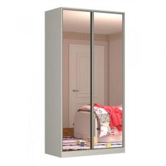 Guarda Roupa Solteiro 2 Portas Com Espelho 3 Gavetas Nova Mobile Branco