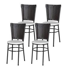 Jogo 4 Cadeiras Para Cozinha Preta Hawai Café - Lamar Design, Laca bra