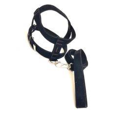 Conjunto Peitoral e Guia de Camurça 25mm Preto Tamanho 7 - Nica pet