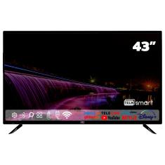 Smart TV 43" HQ Full HD HDR tela sem bordas Android 11 design Slim Processador Quad Core Espelhamento de tela