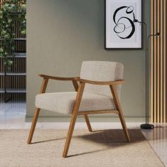 Poltrona com Encosto Ravena Nogueira/Bege