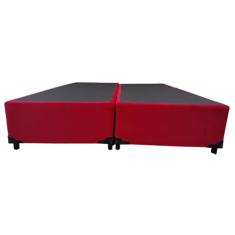 Base Box King Bipartido Suede Vermelho