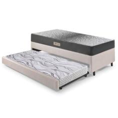 Bicama Box Solteiro material sintético Linho Areia 88x188x28 cm com Co