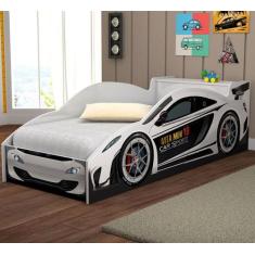 Cama Carro Infantil Com Baú e Grade de Proteção - VITAMOV, Branco