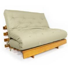 Sofá Cama Casal Futon Tokio Bege Madeira Maciça Grapia Cor Natural - R