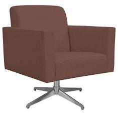 Poltrona Decorativa com Base Giratória Para Sala de Estar Helô L02 Suede Rosê - Lyam Decor