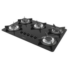 COOKTOP FOGATTI SAFE 5 BOCAS MESA VIDRO - PRETO FLANGE INOX