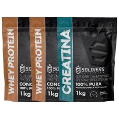 Kit: Whey Protein Concentrado 2Kg + Creatina Monohidratada 1Kg - 100% Importado - Soldiers Nutrition-Unissex