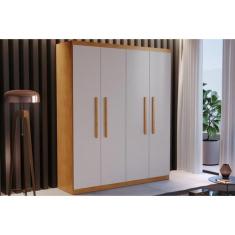 Guarda Roupa 4 Portas e 2 Gavetas Espanha Naturale/Off White - Rufato