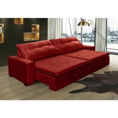 Sofá Retrátil e Reclinável Oklahoma 2,02 Mts Com Molas Tecido Suede Vermelho - Moveis Marfim