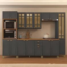 Cozinha Completa 6 Peças 16 Portas 2 Gavetas Paris Indekes Chumbo