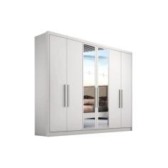 Guarda Roupa Casal 6 Portas E 8 Gavetas C- Espelho Rizon Plus Branco - Novo Horizonte