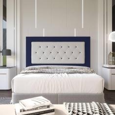 Cabeceira Casal 1,40m Havana Suede Azul Dal Poz Estofados
