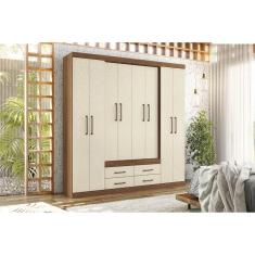 Guarda Roupa Casal 8 Portas e 4 Gavetas Nápoles jatoba/Areia - Santos Andirá
