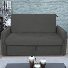 Sofá Cama 2 Lugares Com Baú Swords Suede Cinza