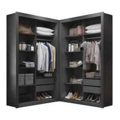 Closet Solteiro Premium 4 Gavetas Freijó Amoudi Móveis, Preto Tx