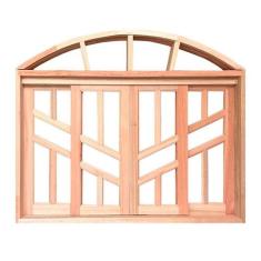 Janela de Madeira Vitro de Correr Diamante Em Arco Padrão Cedro Batent