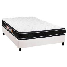 Cama Box Casal: Colchão Espuma D33 Castor Black E White + Base Crc Courano White(138X188)