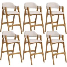 Kit 06 Banquetas Altas Suran L02 Linho Cru