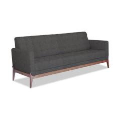 Sofá 3 Lugares Brooks Linho Cinza 200 cm - Mobly