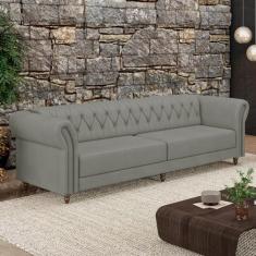 Sofá Living Sala de Estar Stanford Chesterfield 3 Lugares 240cm Pés de