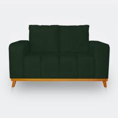Sofá 2 Lugares Memphis Ultra Conforto em Madeira Maciça e Suede Verde 