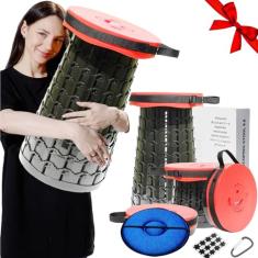 Banqueta dobrável portátil atualizada de 49,7 polegadas com almofada retrátil telescópica dobrável para adultos acampamento resistente com capacidade máxima de carga 453 kg para pesca ao ar livre