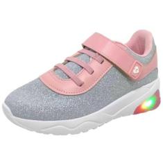 Tenis Infantil Menina Brilhante Luz Led Moderno Molekinha-Feminino