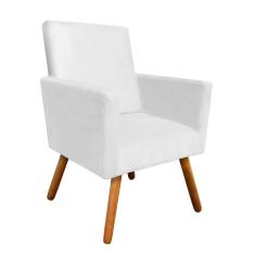 Poltrona Decorativa Nina Pés Madeira Corano Branco