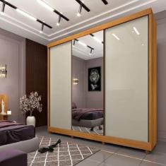 Guarda Roupa Casal com Espelho 3 Portas 4 Gavetas Somalia