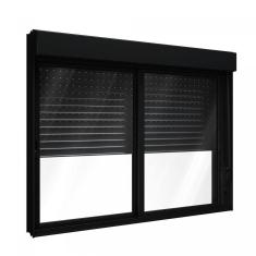 Janela de Alumínio Veneziana 120x120cm com Persiana Black Out Integrada Lucasa Alumínio Preto