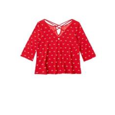 Blusa Manga 3/4 Strappy Tecido Vermelho Tam. G-Feminino