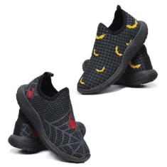 Kit 2 Pares de Tênis Infantil Aranha e Morcego-Masculino