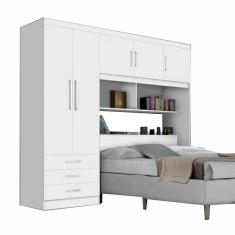 Guarda Roupa Cancun Casal 5 portas com Cabeceira Baú Branco