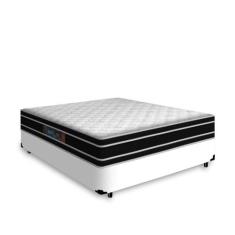 Cama Box Casal + Colchão De Espuma D33 - Castor - Black White Double F