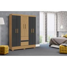 Guarda Roupa Coimbra 6 Portas 2 Gavetas Atacama Grafite - Aramóveis