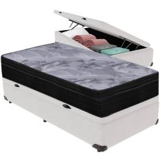 Cama Box Baú e Colchão Airtech Pampa Molas ensacadas Solteiro Ortobom