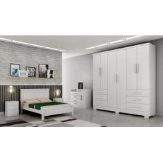 Guarda Roupa Solteiro com Pés 6 Portas 6 Gavetas - Encant-Branco - Móv