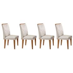 Cadeira Sala de Jantar Lunara Kit 4 Un Imbuia/Suede Creme - Rufato