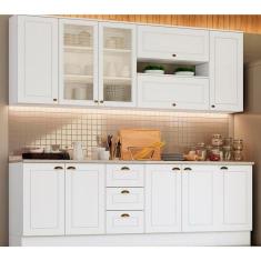 Cozinha Modulada Henn Americana 10 Peças (4 Aéreos + 3 Balcões + 3 Tampos) Cz266 Branco