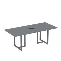 Mesa De Reunião Retangular Com Power Box 200x90cm Mr2000p25tub Grafito