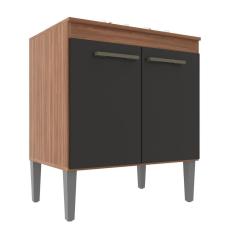 Balcão Para Cozinha 2 Portas 71cm Com Tampo Manchester Grafite