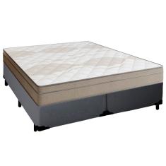 Cama Box Casal Bipartido Sintético + Colchão De Molas Ensacadas Portobel Ipanema 138x188x65cm Cinza