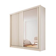 Guarda Roupa Ripado Com Espelho 2 Portas 4 Gavetas Lugano-off White Made Marcs