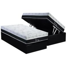 Conjunto Box Baú Solteiro: Colchão Molas Superlastic Diamond + Base Crc Suede Black (88x188)