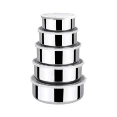 Conjunto De Potes Inox Com Tampa - 5 Peças