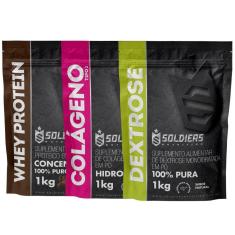 Kit: Whey Protein Concentrado 1Kg + Colágeno 1Kg + Dextrose 1Kg - 100% Importado - Soldiers Nutritio-Unissex