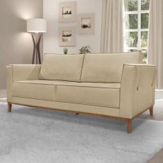 Sofá 3 Lugares Base de Madeira Grace 230 cm Linho S04 - D'Rossi - DRos